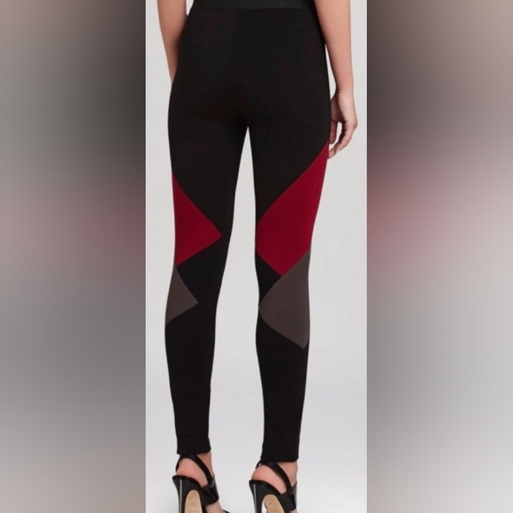 *NWOT* BCBGMaxAzria Jude Black and Red Leggings with Geometric Pattern - Picture 2 of 7